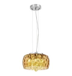 Lampadario a sospensione con cristalli e paralume ambra RUBINA D50 -  Lampade Vintage e Industriali