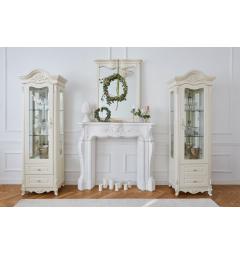 vetrine classiche avorio bianche in legno con cassetti per soggiorno