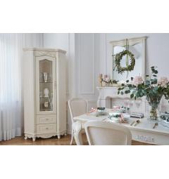 vetrina soggiorno angolare classica color avorio in legno