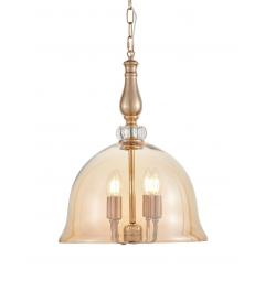 Lampada a sospensione moderno di design in vetro colore ambra forma campana con quattro luci attacco E14 BOLEO