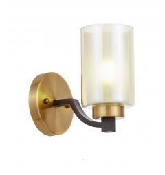Applique lampada da parete in stile industriale vintage di metallo colore nero e ottone con paralume in vetro VIGATTO W1