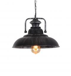 Lampada a sospensione in Stile Industriale vintage in metallo di colore argento antico con nero BARDI.