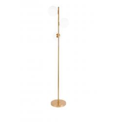 Lampada da terra di design moderno in metallo colore oro con tre paralumi a forma di sfera in vetro bianco FREDICA W3