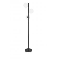 Lampada da terra di design moderno in metallo colore nero con tre paralumi a forma di sfera in vetro bianco FREDICA W3