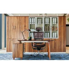 scrivania da ufficio moderna con mobile di servizio e piano da 140 cm