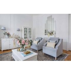 poltroncine velluto blu grigio imbottite per salotti stile shabby