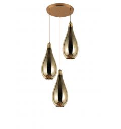 Lampadario a sospensione di design con tre diffusori in vetro forma di goccia oro LAURIS W3