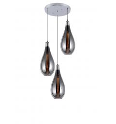 Lampadario a sospensione di design con 3 diffusori in vetro forma di goccia cromo LAURIS W3