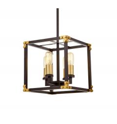 Lampadario a sospensione in stile industriale vintage di metallo in colore nero con ottone WALDORF W4.