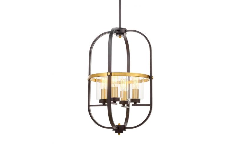 Lampadario a sospensione di metallo in colore nero con ottone MONTEREY W4