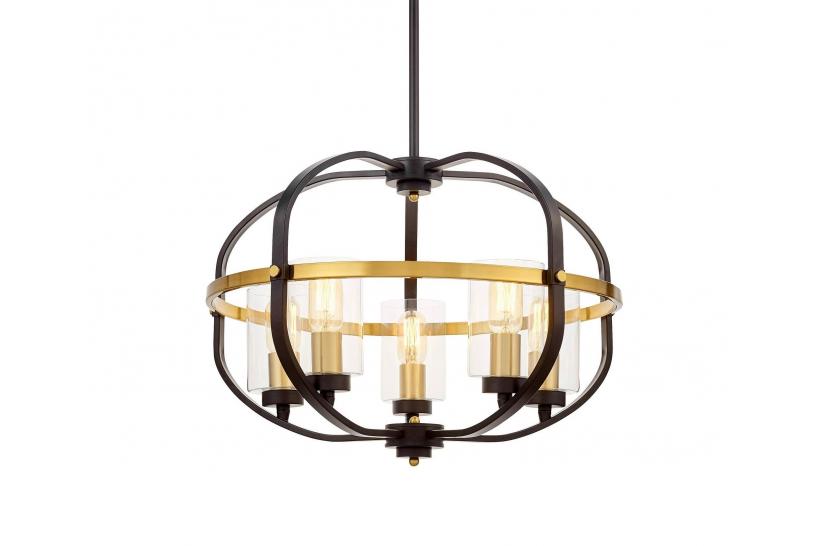 Lampadario a sospensione di metallo in colore nero con ottone MONTEREY W5