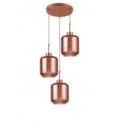 Lampada moderno di design a sospensione in 3 sfere a vetro colore Rosa Oro Alacosmo W3-RD Trio
