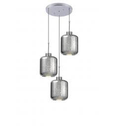 Lampada moderno di design a sospensione in 3 sfere a vetro colore cromato Alacosmo W3-RD Trio