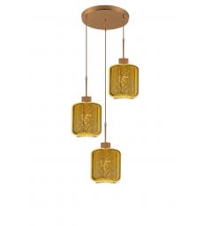 Lampada moderno di design a sospensione in 3 sfere a vetro colore Oro Alacosmo W3-RD Trio