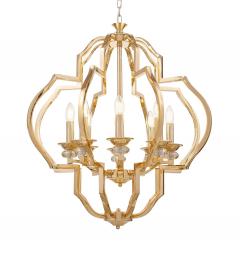 Lampadario a sospensione in stile classico vintage 8 punti luce con cristallo e metallo colore oro CESARO W8