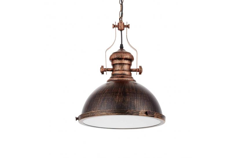 Lampada a sospensione in Stile Industriale vintage in metallo di colore ottone antico con nero ELIGIO W1