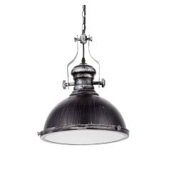 Lampada a sospensione in Stile Industriale vintage in metallo di colore argento antico con nero ELIGIO W1