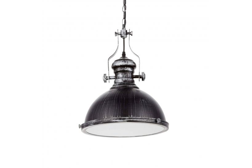 Lampada a sospensione in Stile Industriale vintage in metallo di colore argento antico con nero ELIGIO W1