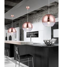 Lampada a sospensione design a sfera in vetro colore Oro Rosa Veroni D20