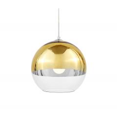 Lampada a sospensione design a sfera in vetro colore Oro e trasparente Veroni D20