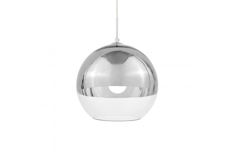 Lampada a sospensione design a sfera in vetro colore cromato e trasparente Veroni D20