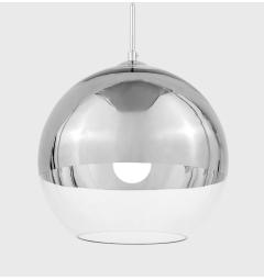 Lampada a sospensione design a sfera in vetro colore cromato e trasparente Veroni D30