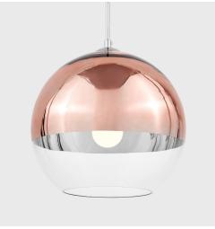 Lampada a sospensione design a sfera in vetro colore Oro Rosa e trasparente Veroni D30