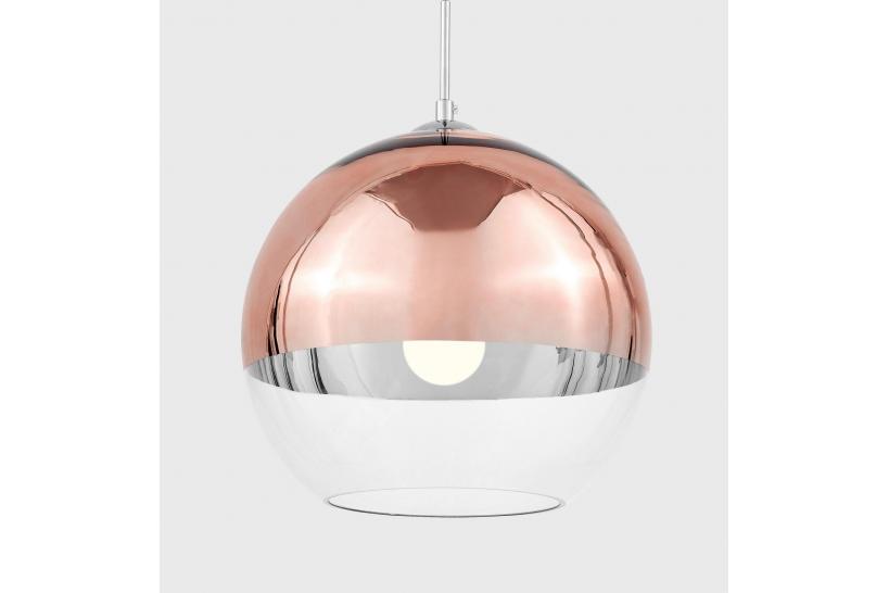 Lampada a sospensione design a sfera in vetro colore Oro Rosa e trasparente Veroni D30