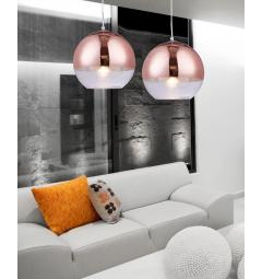 Lampada a sospensione design a sfera in vetro colore Oro Rosa e trasparente Veroni D30