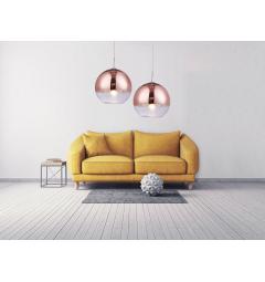 Lampada a sospensione design a sfera in vetro colore Oro Rosa e trasparente Veroni D30