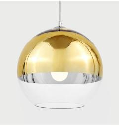 Lampada a sospensione design a sfera in vetro colore Oro e trasparente Veroni D30