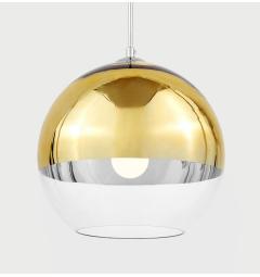 Lampada a sospensione design a sfera in vetro colore Oro e trasparente Veroni D30