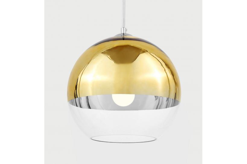 Lampada a sospensione design a sfera in vetro colore Oro e trasparente Veroni D30