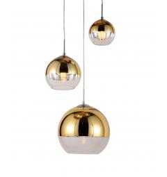 Lampada a sospensione moderno di design a 3 sfera in vetro colore oro VERONI TRIO