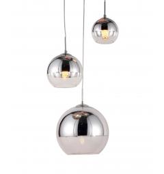 Lampada a sospensione moderno di design a 3 sfera in vetro colore cromato VERONI TRIO