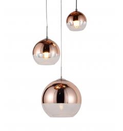 Lampada a sospensione moderno di design con 3 sfera in vetro colore oro rosa VERONI TRIO