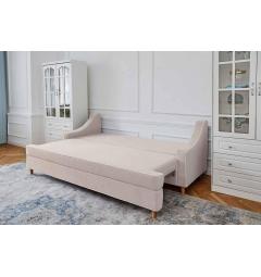 divano letto velluto beige 3 posti aperto