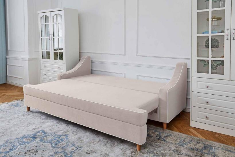 divano letto velluto beige 3 posti