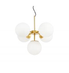 Lampadario a sospensione di design moderno 5 luci a sfere STELVIO W5 Ottone