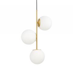 Lampadario a sospensione di design moderno 3 luci a sfere STELVIO W3 Ottone