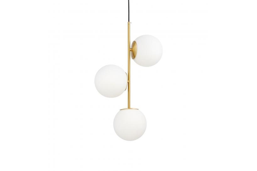 Lampadario a sospensione di design moderno 3 luci a sfere STELVIO W3 Ottone