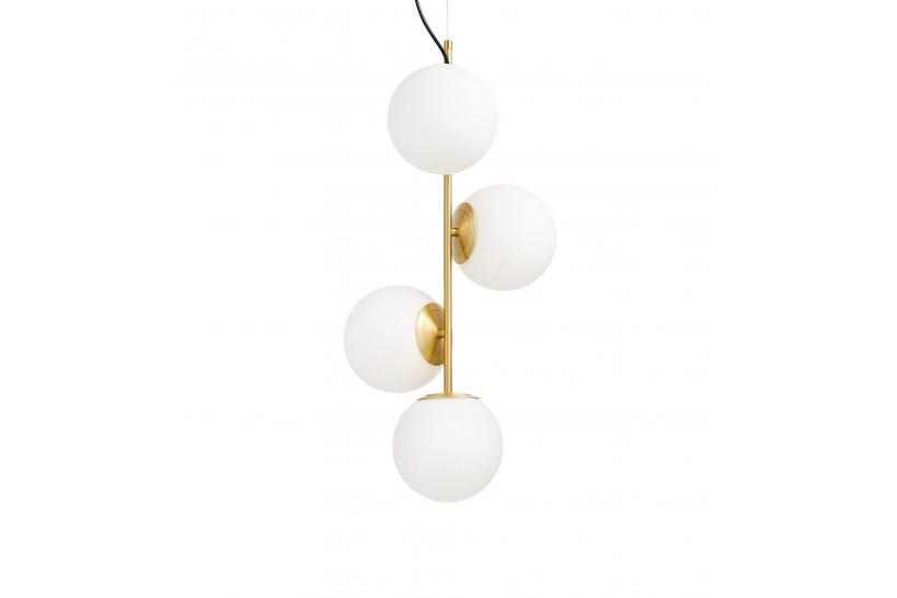 Lampadario a sospensione di design moderno 4 luci a sfere STELVIO W4 Ottone