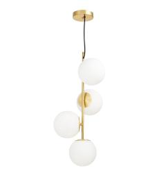 Lampadario a sospensione di design moderno 4 luci a sfere STELVIO W4 Ottone particolaree attacco soffitto