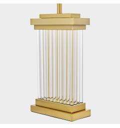 Lampada da tavolo o comodino DAVOS con paralume bianco un ottimo mix di tre materiali - vetro, metallo e tessuto ignifugo.