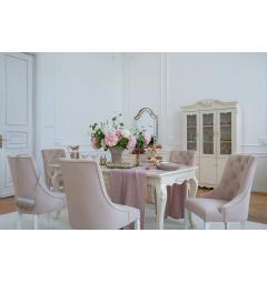 Sedia velluto rosa imbottita capitonné in stile provenzale