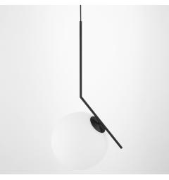 Lampada a sospensione design moderno sfera bianca vetro nera