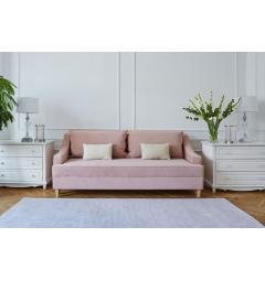 divano rosa cipria velluto tre posti con cuscini