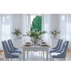 tavolo provenzale bianco allungabile sedie blu salotto