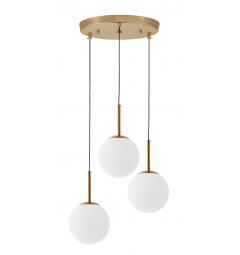 lampadario da soffitto sfere vetro struttura ottone moderno