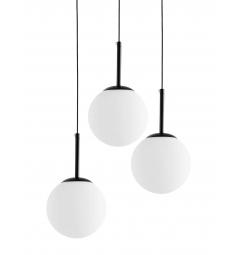 Lampadario con tre luci a sfera struttura nera moderno